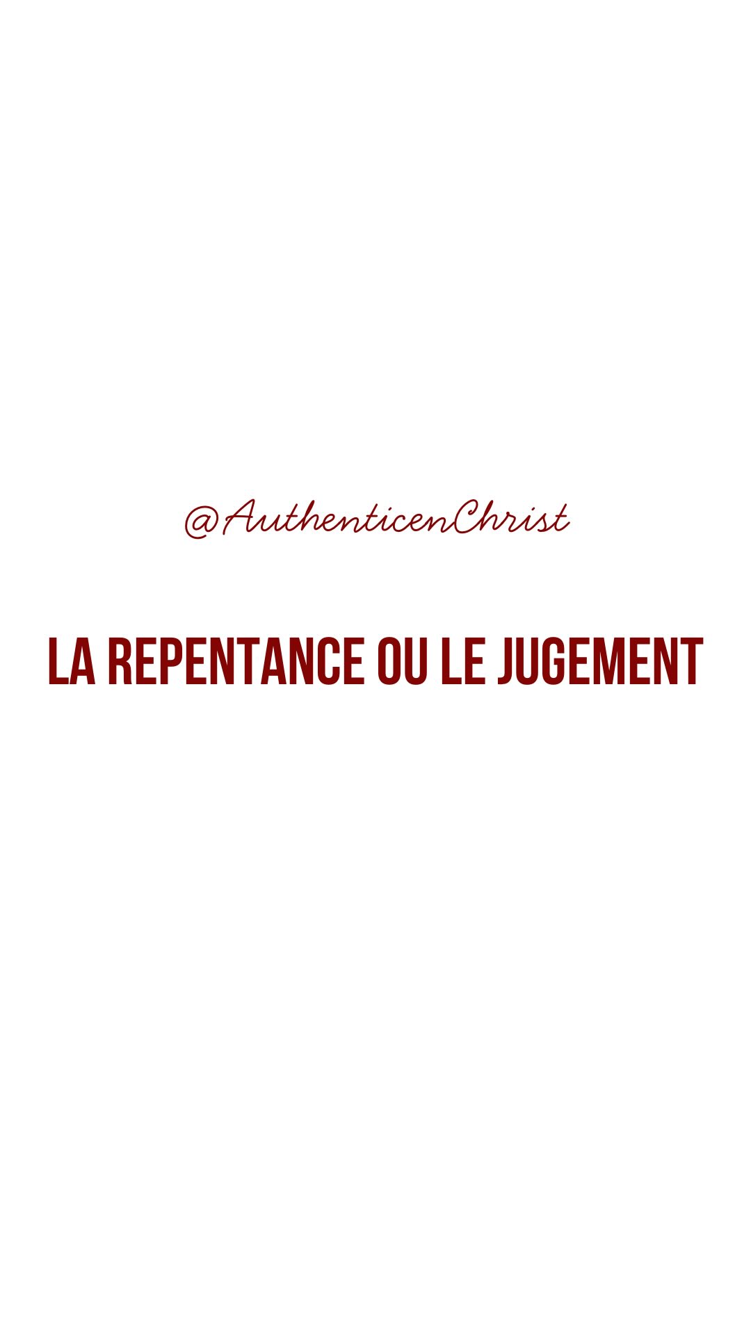 *La repentance signifie se détourner complètement d’une manière de vivre qui ne plaît pas à Dieu et revenir à Lui.

Et de plus en plus dans nos églises et dans nos propres vies, on ne prêche plus sur la repentance. Du moins pas assez. 

Nous vivons sans savoir si nous sommes toujours en accord avec la volonté de Dieu. 

Et on s’étonne que les vies tournent en rond, portent de minuscules fruits (c’était mon cas).

«Jésus, prenant la parole, leur dit: Ce ne sont pas ceux qui se portent bien qui ont besoin de médecin, mais les malades. Je ne suis pas venu appeler à la repentance des justes, mais des pécheurs.» ‭‭Luc‬ ‭5‬:‭31‬-‭32‬ ‭LSG‬‬

La porte est encore ouverte, cesse d’hésiter et retourner vers Jésus.

#encouragement #exhorter #authentic #enchrist